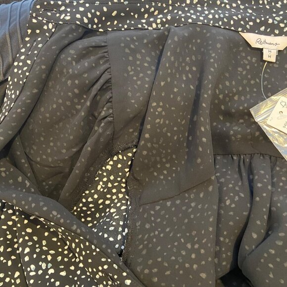 NWT Reitmans Black & White Polka Dot Patterned Long Sleeve Button-Down Dress med - Picture 12 of 15